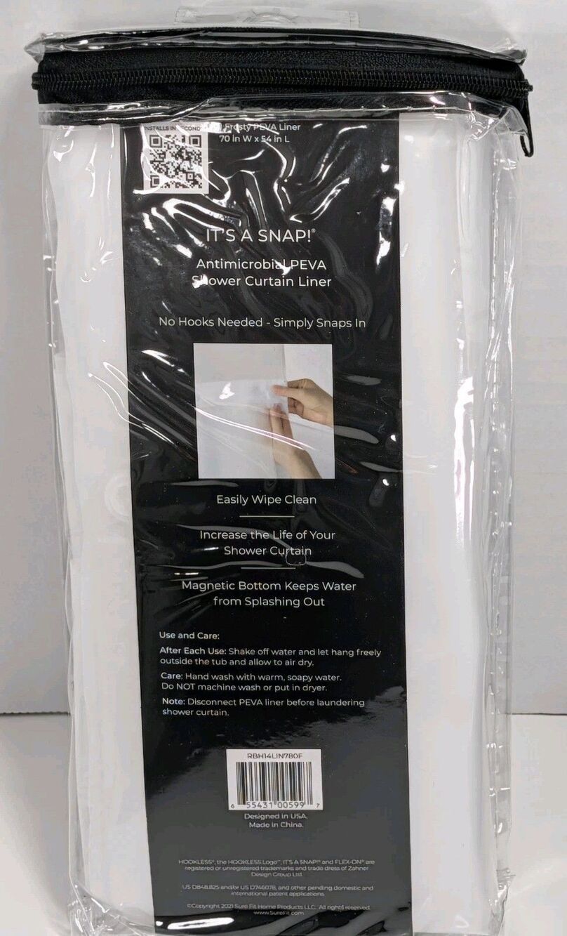 NEW Hookless It'S a Snap! Plastic PEVA Snap In Replacement Shower Curtain Liner - Picture 7 of 12